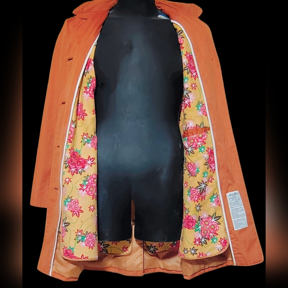 Vintage Misty Harbor Signature Burnt Orange Rain Coat W/ Removable Floral Liner - Picture 6 of 15